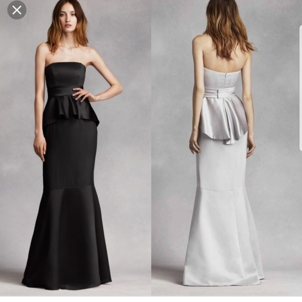 Vera wang white label strapless peplum gown BLACK